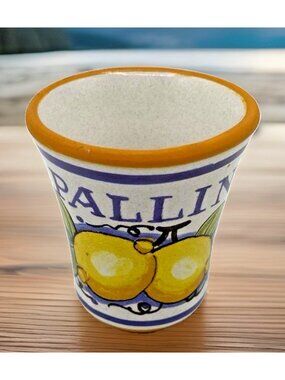 Pallini Limoncello Shot Glass Deruta Italy Lemon Pottery Barware